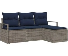 Lauko baldų komplektas Sofos komplektas 4 pcs Pilka poliratanas
