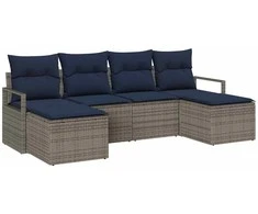 Lauko baldų komplektas Sofos komplektas 6 pcs Pilka poliratanas