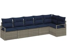 Lauko baldų komplektas Sofos komplektas 6 pcs Pilka poliratanas