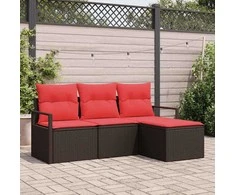 Lauko baldų komplektas Sofos komplektas 4 pcs Ruda poliratanas
