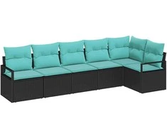 Lauko baldų komplektas Sofos komplektas 6 pcs Juoda poliratanas