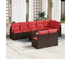 Lauko baldų komplektas Sofos komplektas 9 pcs Ruda poliratanas