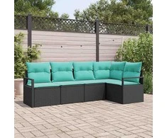 Lauko baldų komplektas Sofos komplektas 5 pcs Juoda poliratanas