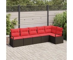 Lauko baldų komplektas Sofos komplektas 6 pcs Ruda poliratanas