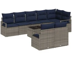 Lauko baldų komplektas Sofos komplektas 9 pcs Pilka poliratanas