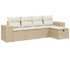 Sofa Sofos komplektas su pagalvėlėmis, 5 dalių, smėlio, poliratanas