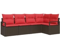 Lauko baldų komplektas Sofos komplektas 5 pcs Ruda poliratanas