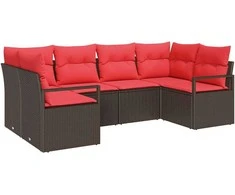 Sofos komplektas su pagalve 6 pcs Ruda Poli ratanas
