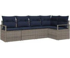 Lauko baldų komplektas Sofos komplektas 5 pcs Pilka poliratanas