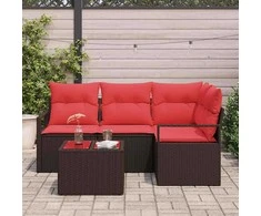 Lauko baldų komplektas Sofos komplektas su pagalve 5 pcs Ruda poliratanas