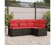 Lauko baldų komplektas Sofos komplektas 4 pcs Ruda poliratanas