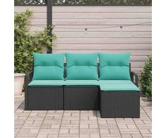 Lauko baldų komplektas Sofos komplektas 4 pcs Juoda poliratanas
