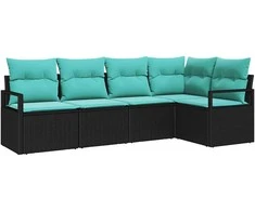 Lauko baldų komplektas Sofos komplektas 5 pcs Juoda poliratanas