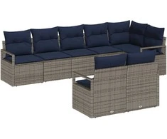 Lauko baldų komplektas Sofos komplektas 8 pcs Pilka poliratanas