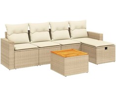 Sofa Sofos komplektas su pagalvėlėmis, 6 dalių, smėlio, poliratanas