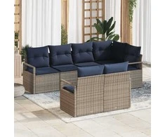 Lauko baldų komplektas Sofos komplektas 7 pcs Pilka poliratanas