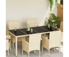 Lauko baldų komplektas Stalo viršus 4 pcs Juoda grūdintas stiklas