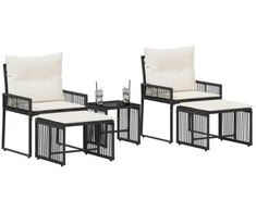 Lauko baldų komplektas su pagalve 11 pcs Juoda ir kreminė balta