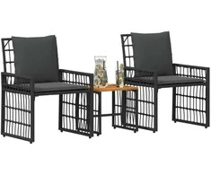 Lauko baldų komplektas 3 pcs Juoda ir tamsiai pilka