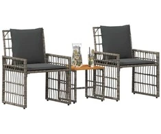 Lauko baldų komplektas 3 pcs Juoda ir tamsiai pilka