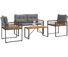 Lauko baldų komplektas su pagalve 4 pcs Šviesiai pilka