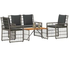 Lauko baldų komplektas 4 pcs Juoda ir tamsiai pilka
