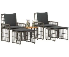 Lauko baldų komplektas 5 pcs Juoda ir tamsiai pilka
