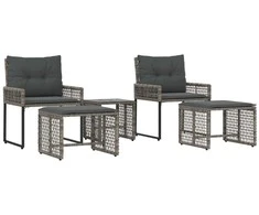 Lauko baldų komplektas su pagalve 5 pcs Pilka