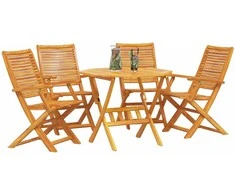 Lauko baldų komplektas Sodo valgomojo komplektas 5 pcs Ruda Kietos akacijos mediena