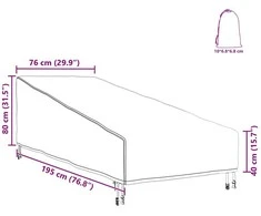 Lauko baldų uždangalas 195 x 76 x 82 cm 420D Oksfordo audinys