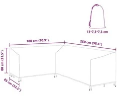 Baldų uždangalas Juodas 250 x 180 x 80 cm 210D Oksfordo audinys