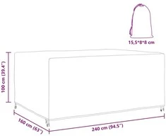 Baldų uždangalas Paprastas Juoda 240 x 160 x 100 cm 420D
