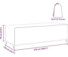 Baldų uždangalas Paprastas Juoda 270 x 110 x 70 cm 210D