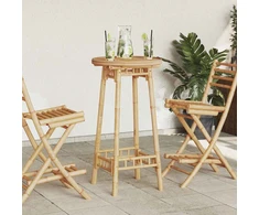 Lauko baro stalas, apvalus, Ø55x100 cm, bambukas, Ø55x100 cm