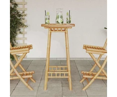 Lauko baro stalas, apvalus, Ø55x100 cm, bambukas, Ø55x100 cm