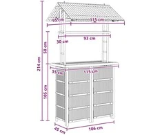 Lauko baro stalas Natūrali 115 x 95 x 214 cm Bambukas