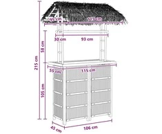 Lauko baro stalas Natūrali 115 x 95 x 215 cm Bambukas