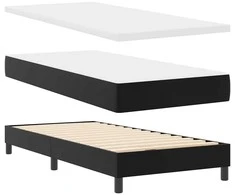 Kiemas lova su čiužiniu Juoda 90 x 200 cm Dirbtinė oda