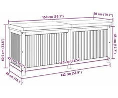 Lauko dėžė pagalvėlėms, 150x50x60,5 cm, akacijos masyvas
