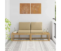 Lauko galinė sofa 2 Vienetas Balta Kietos akacijos mediena