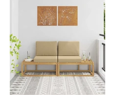 Lauko galinė sofa 2 Vienetas Balta Kietos akacijos mediena