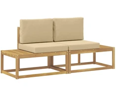 Lauko galinė sofa 2 Vienetas Balta Kietos akacijos mediena