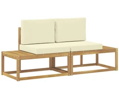 Lauko galinė sofa 2 Vienetas Balta Kietos akacijos mediena