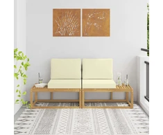 Lauko galinė sofa 2 Vienetas Balta Kietos akacijos mediena