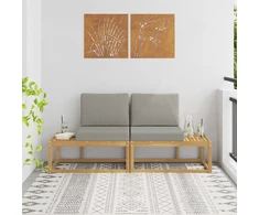 Lauko galinė sofa 2 Vienetas Balta Kietos akacijos mediena