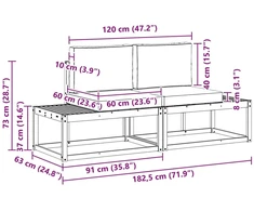 Lauko galinė sofa 2 Vienetas Balta Kietos akacijos mediena