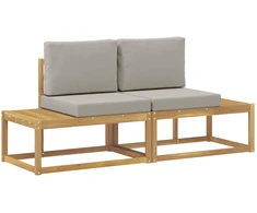 Lauko galinė sofa 2 Vienetas Balta Kietos akacijos mediena