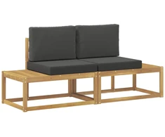 Lauko galinė sofa 2 Vienetas Balta Kietos akacijos mediena