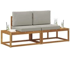 Lauko galinė sofa 2 Vienetas Natūrali ir šviesiai pilka