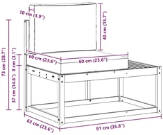 Lauko galinė sofa Balta 91 x 63 x 73 cm Kietos akacijos mediena